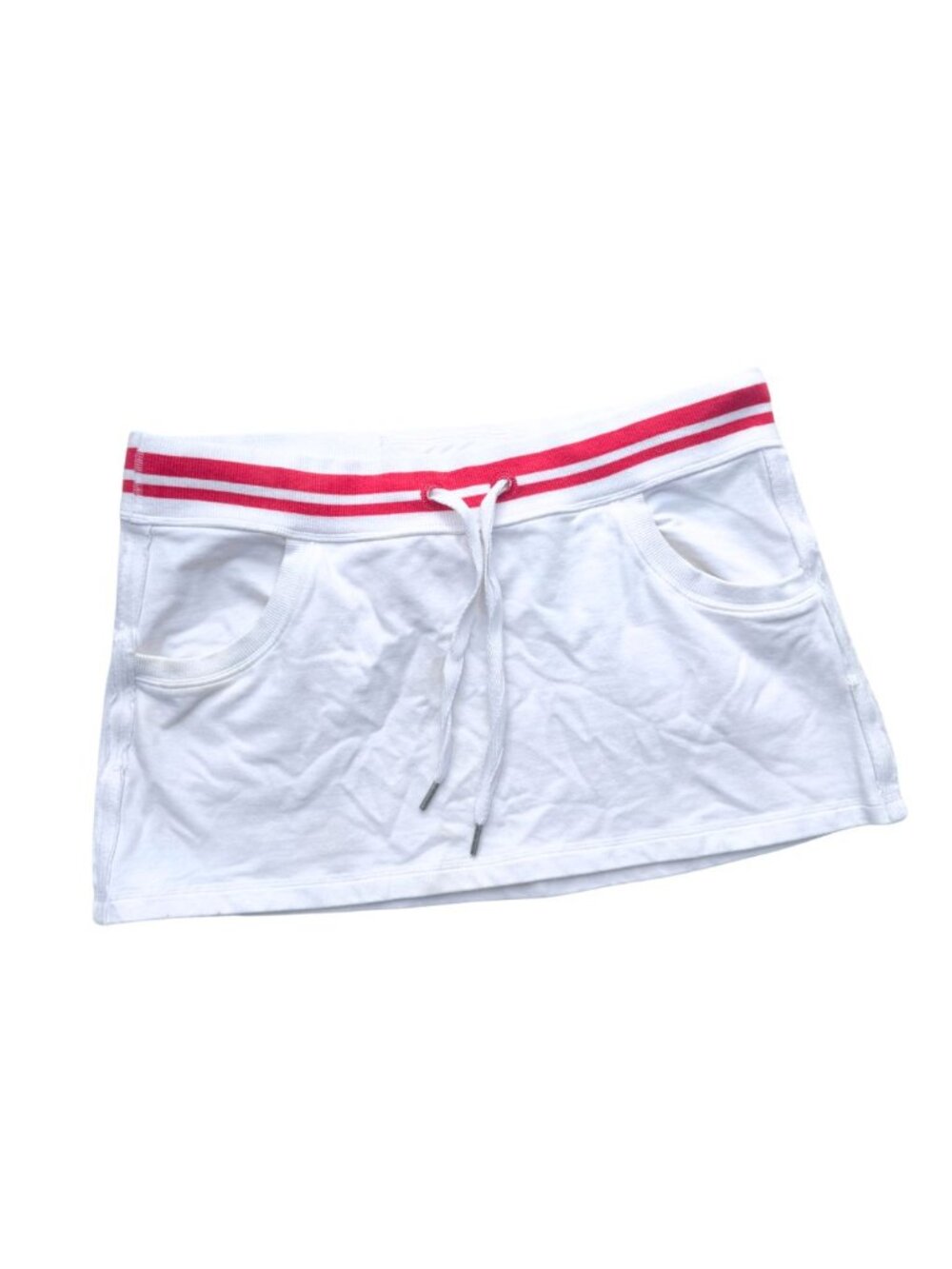 Vintage Lululemon Y2K White Mini Skirt Pink Stripe Waistband Size 14 (estimated)